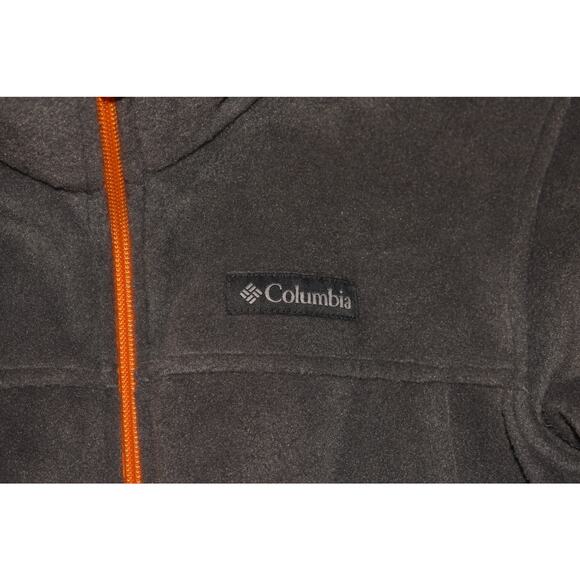COLUMBIA $60 Softshell Fleece Jacket Front Zip Gray w/ Orange Trim Boy's M‎ - Picture 3 of 4